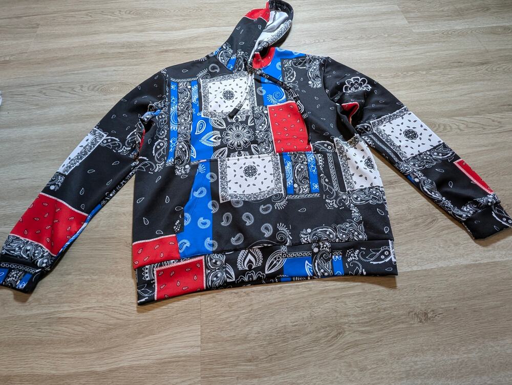 Oh Snap By Drill Clothing Co Men M Hoodie Bandana Paisley Patchwork Black Street